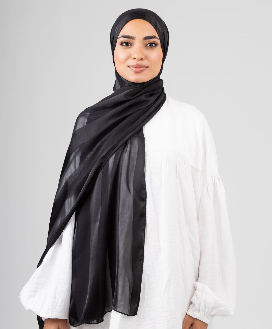 Abstract Satin Chiffon Scarf