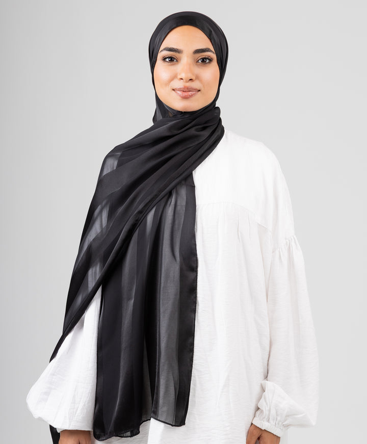 Abstract Satin Chiffon Scarf
