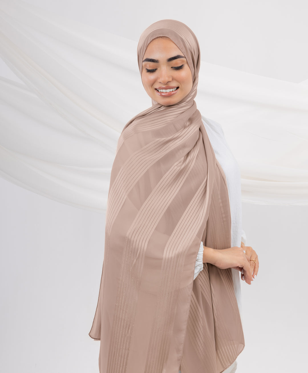 Glittery Crinkle Satin Chiffon Scarf