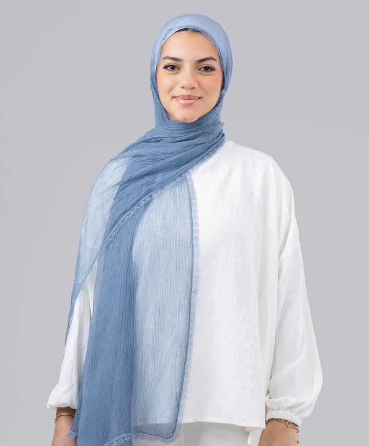 Lace Plain Crinkle Scarf