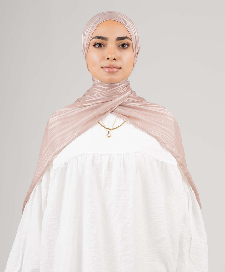 Striped Satin Chiffon Scarf