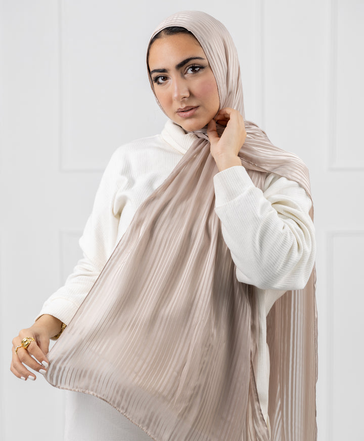 Linear Satin Chiffon Scarf