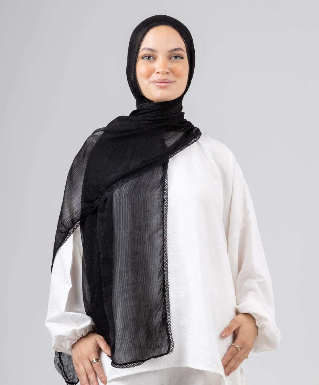 Lace Plain Cotton Scarf