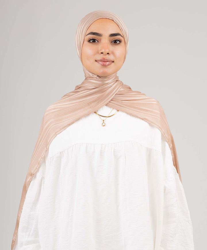 Striped Satin Chiffon Scarf