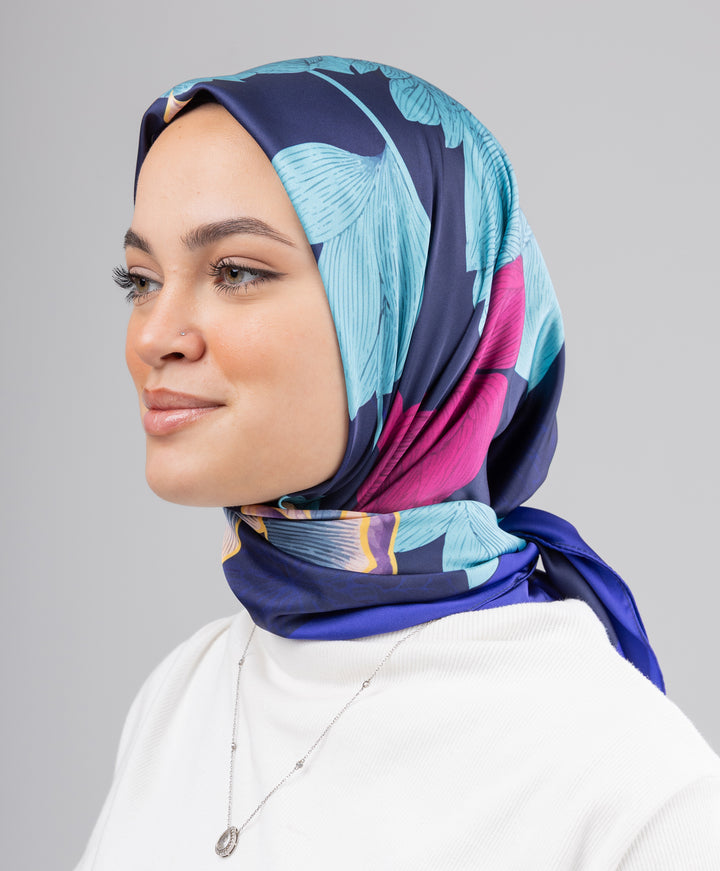 Printed Satin Square Scarf