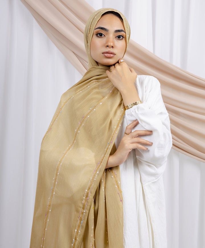 Embroidered Linen Scarf