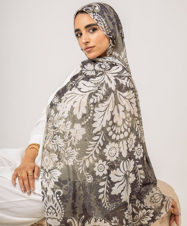 Olive Damask Scarf
