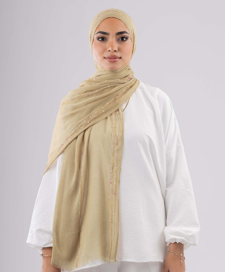 Embroidered Linen Scarf