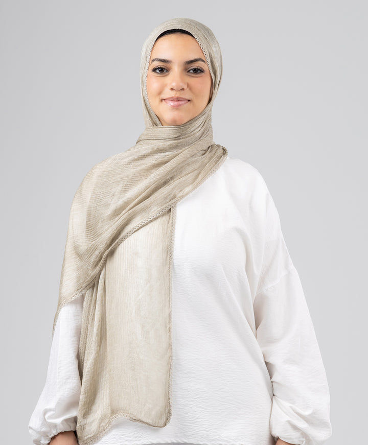 Lace Plain Cotton Scarf