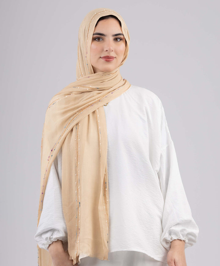 Embroidered Linen Scarf