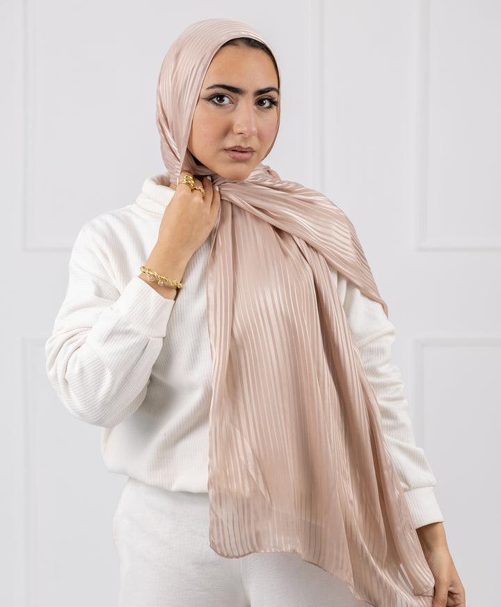 Linear Satin Chiffon Scarf