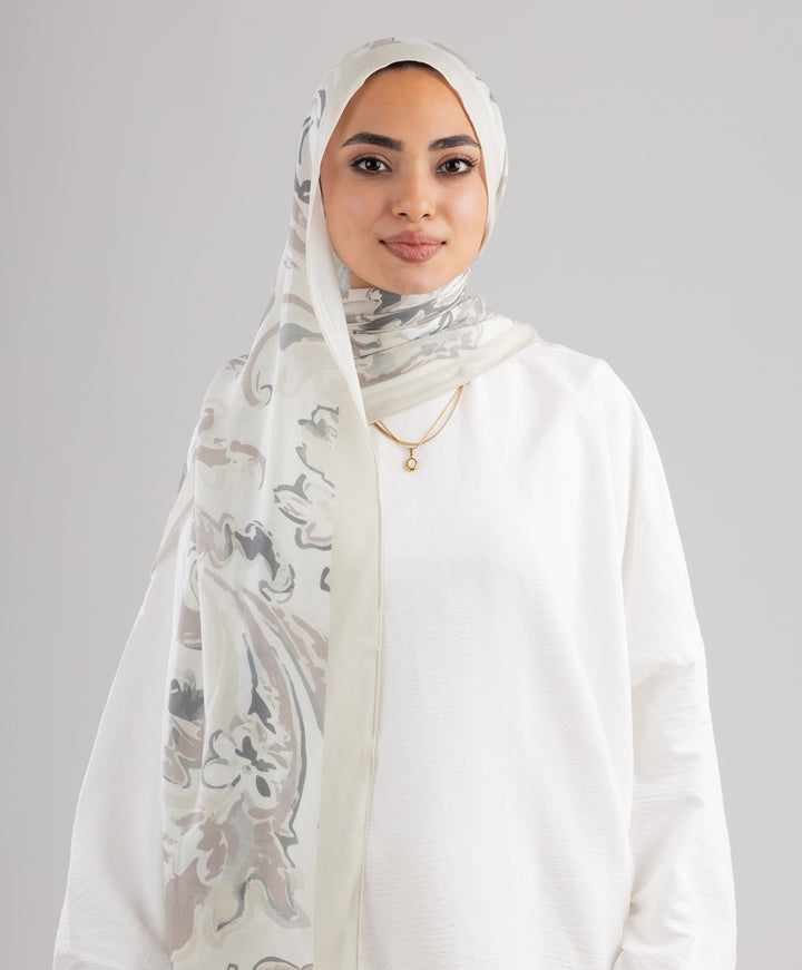 Ivory Marble Modal Scarf