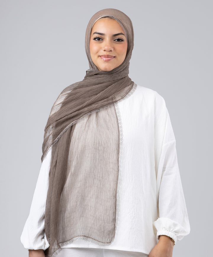 Lace Plain Crinkle Scarf