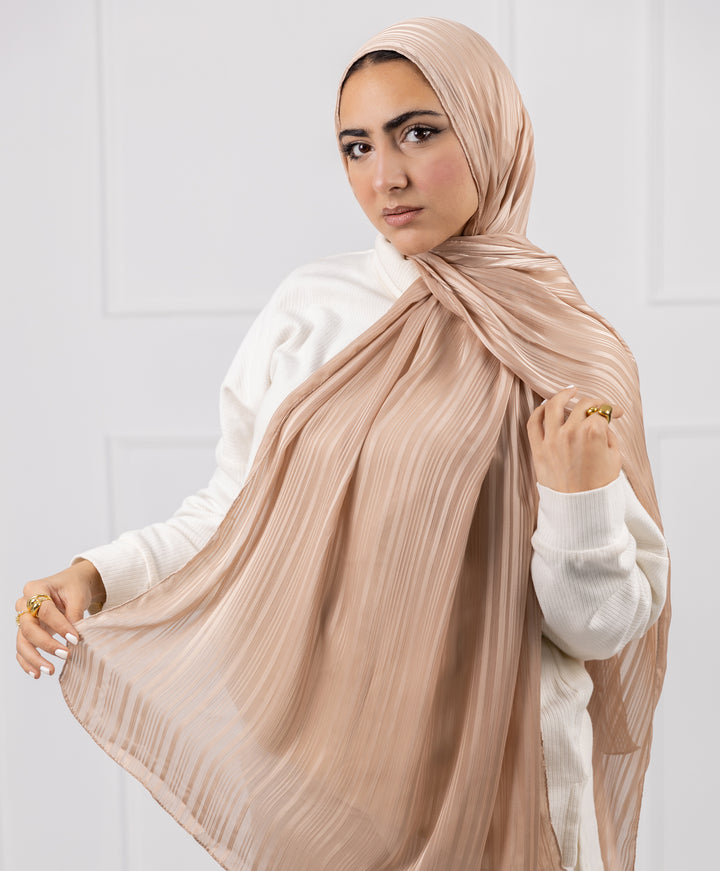 Striped Satin Chiffon Scarf