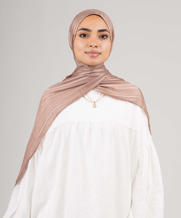 Striped Satin Chiffon Scarf