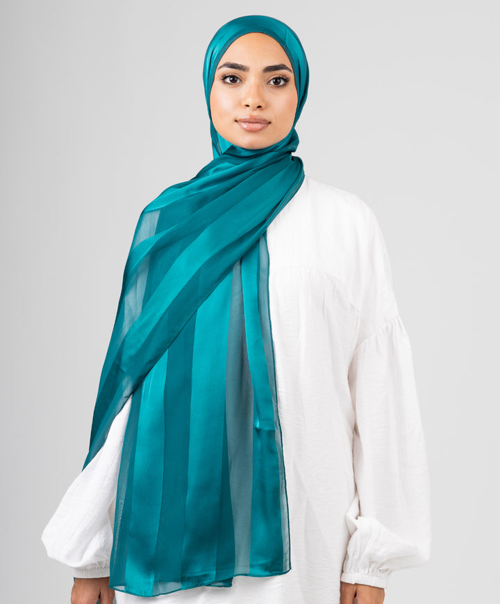 Abstract Satin Chiffon Scarf