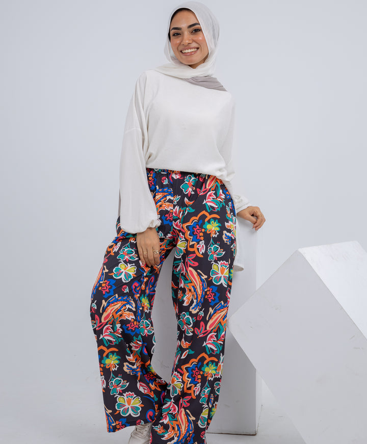 Printed Satin Pants