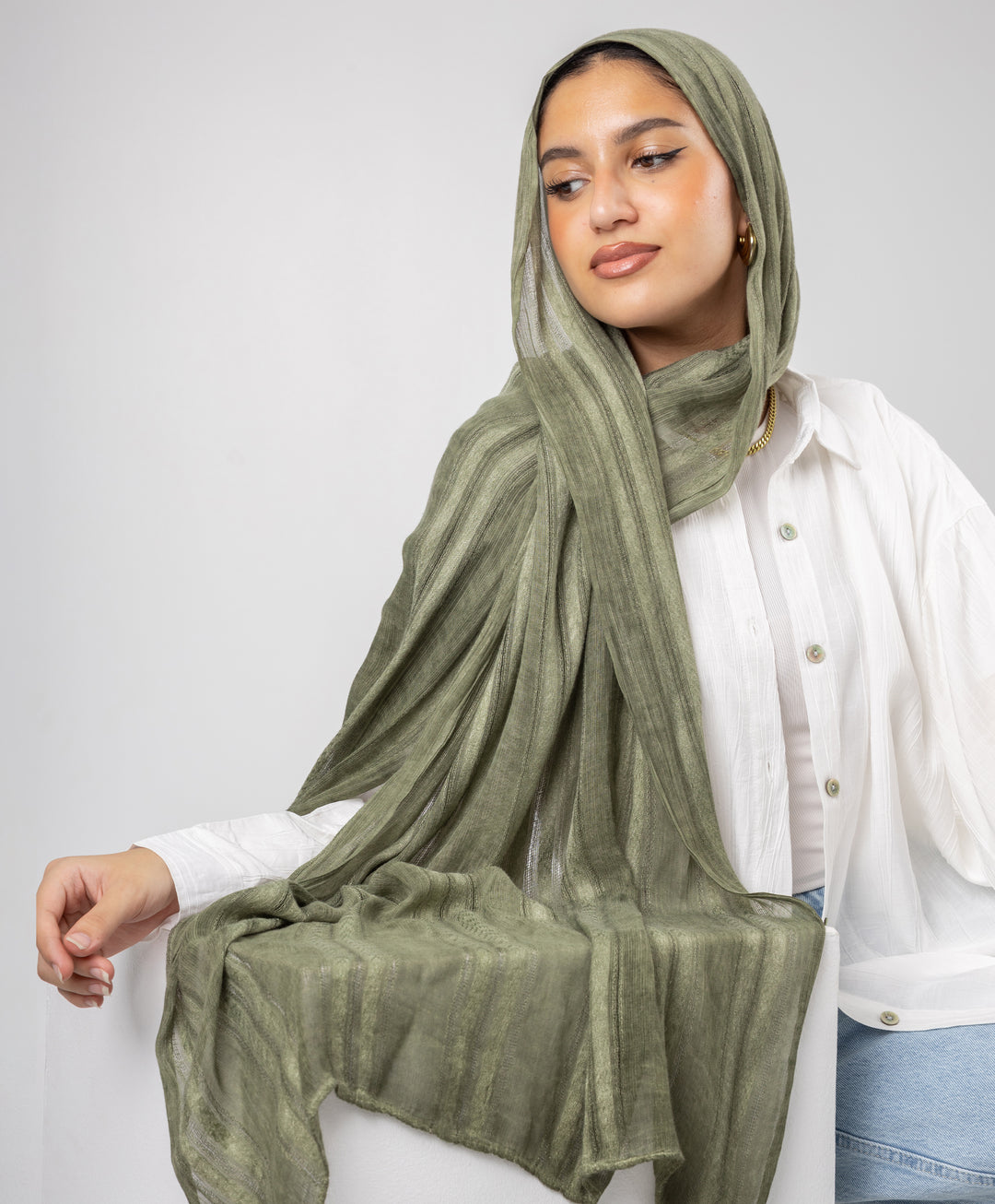 Striped Marble Linen Scarf