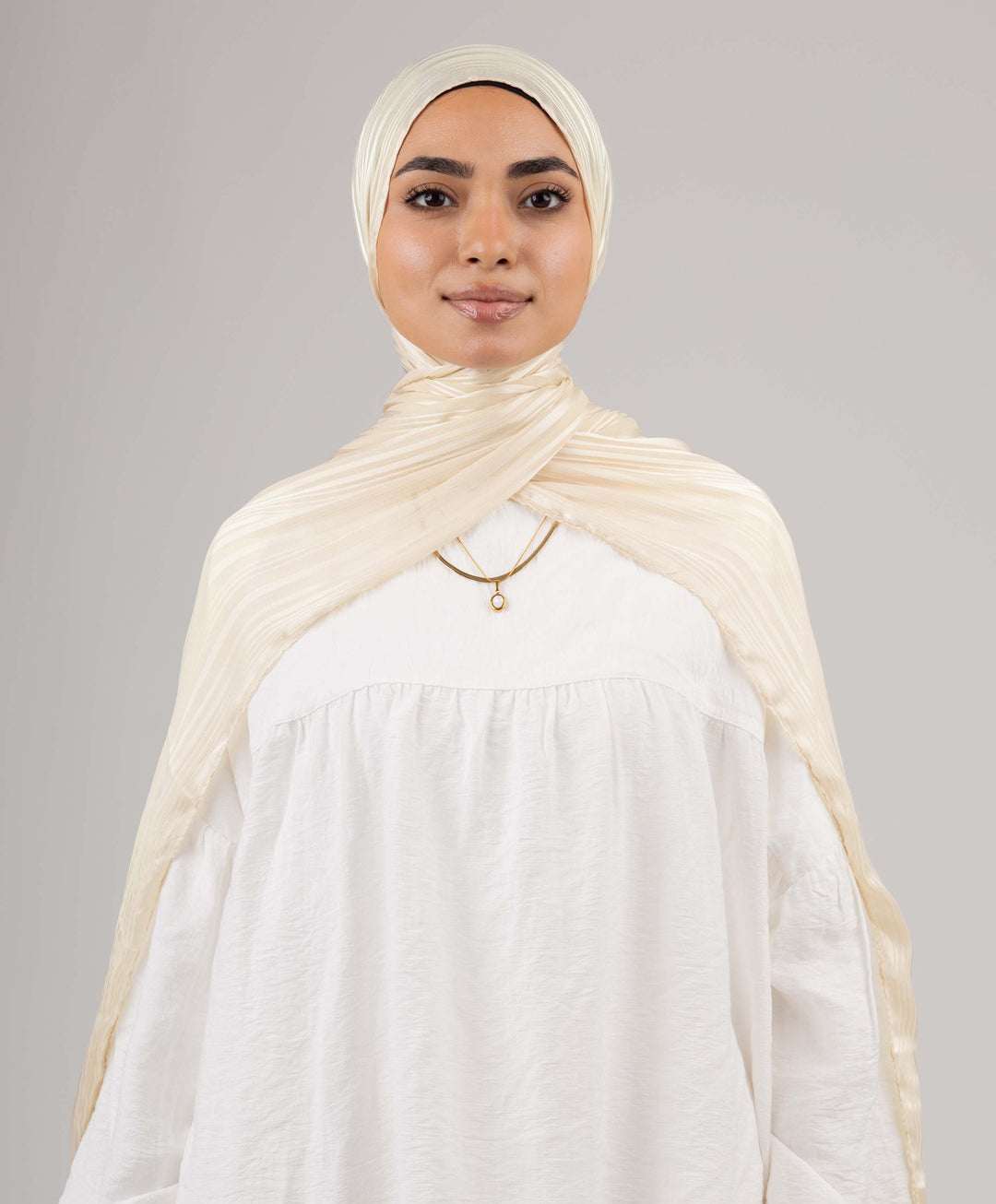 Striped Satin Chiffon Scarf