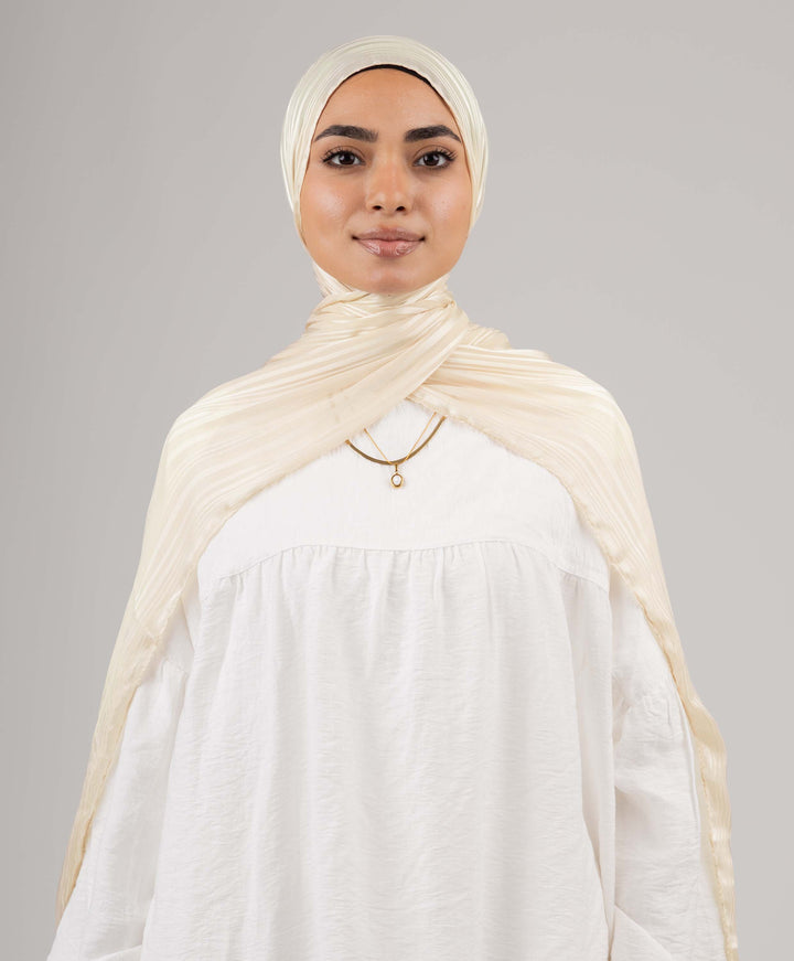 Striped Satin Chiffon Scarf