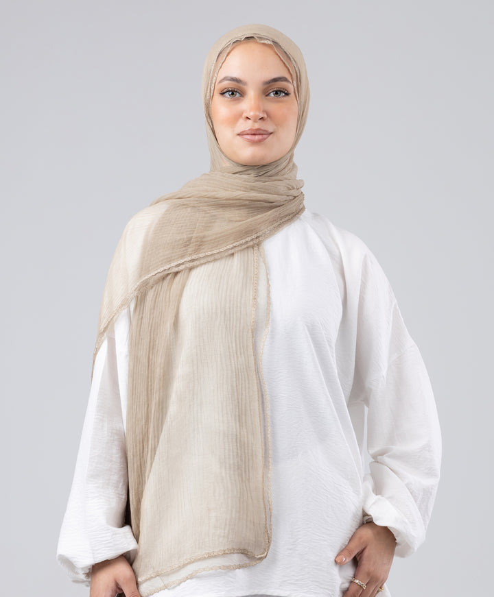 Lace Trim Crinkle Scarf