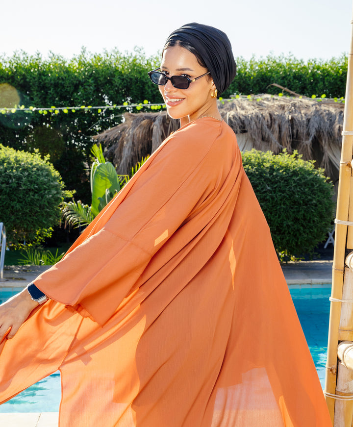 Ruffle Sleeve Chiffon Kimono