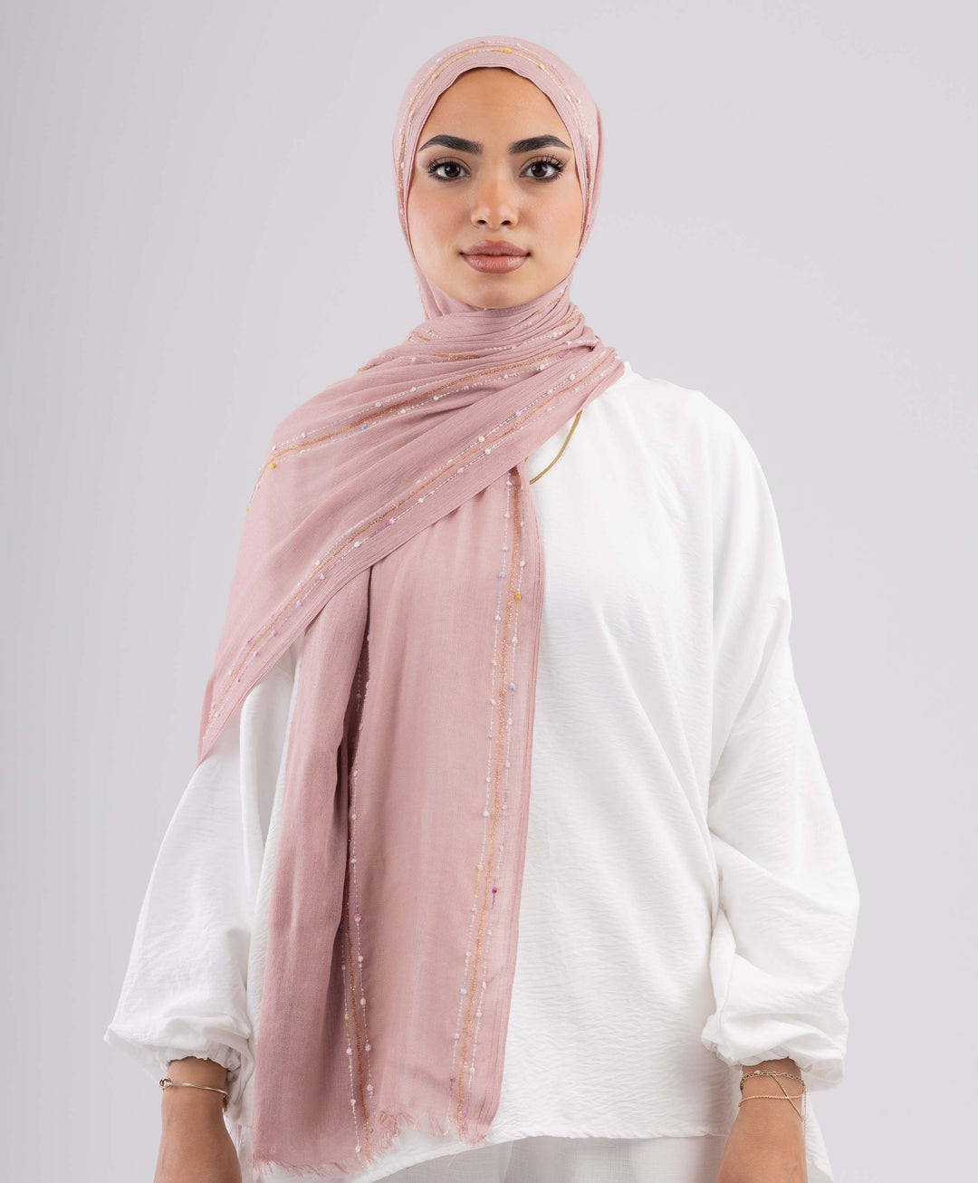 Embroidered Linen Scarf