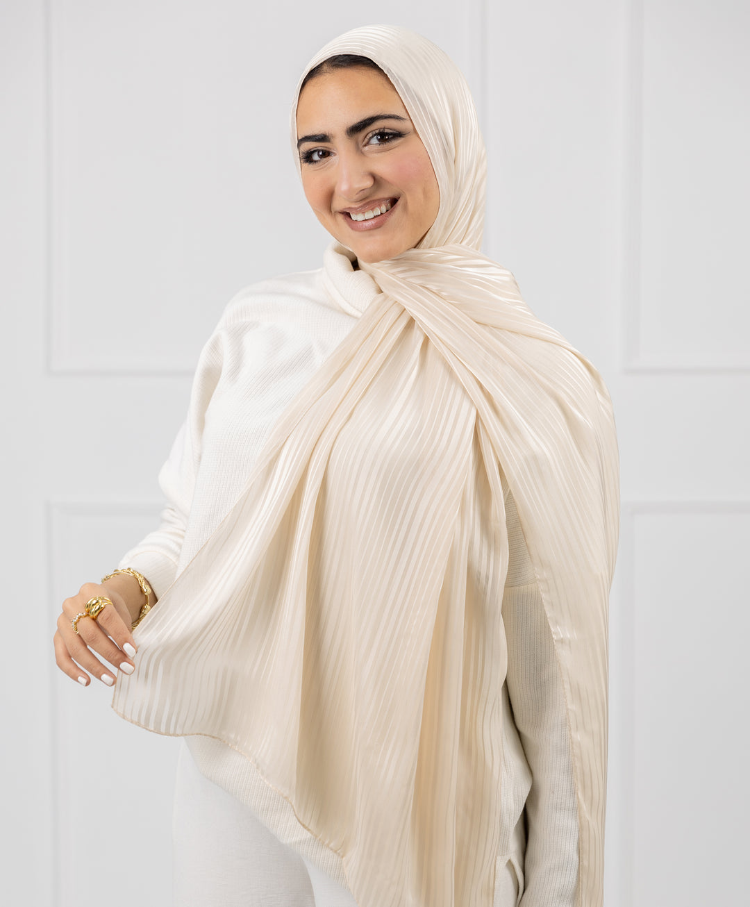 Linear Satin Chiffon Scarf