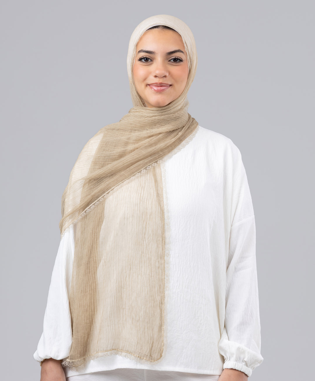 Lace Plain Crinkle Scarf