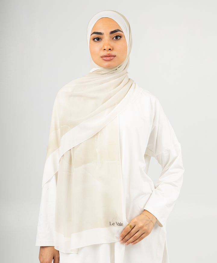 Soft Beige Chiffon Scarf
