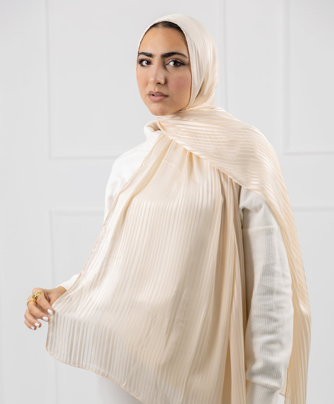 Linear Satin Chiffon Scarf