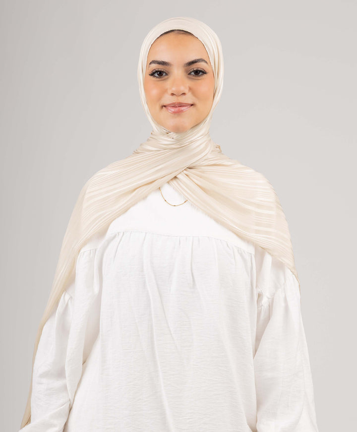 Striped Satin Chiffon Scarf