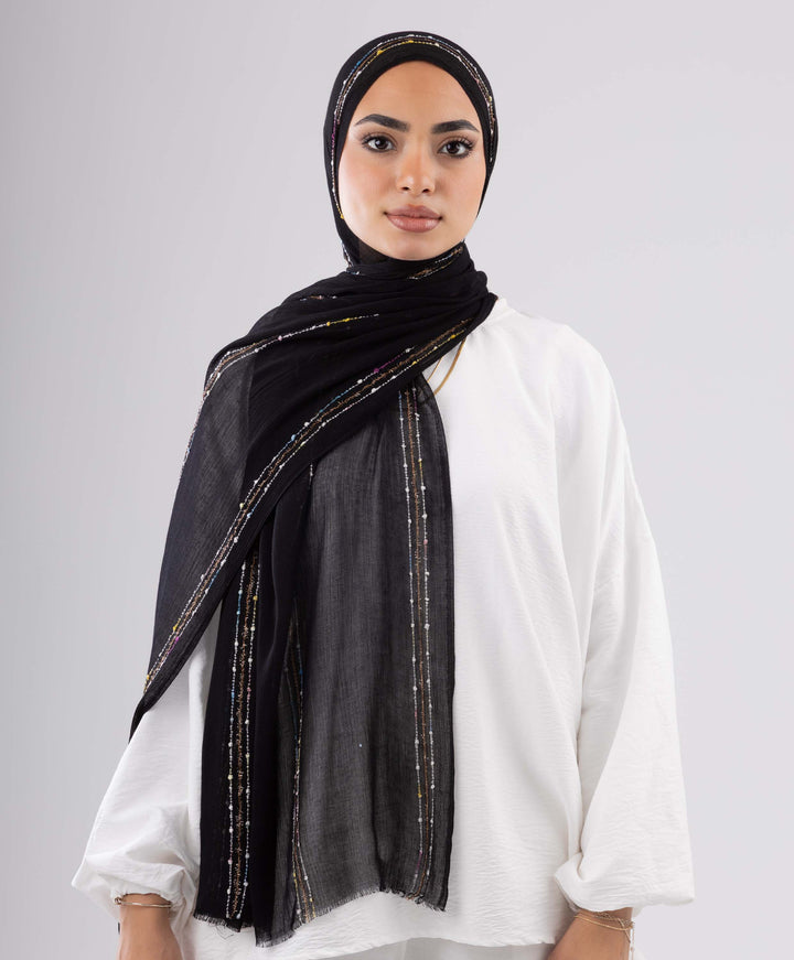 Embroidered Linen Scarf