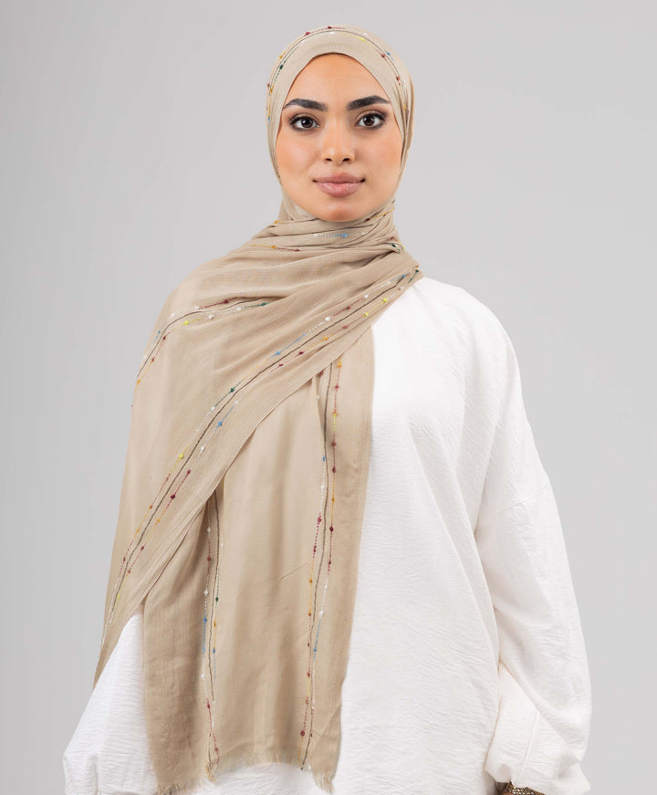 Embroidered Linen Scarf