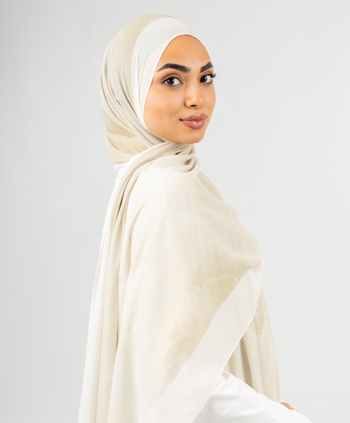Soft Beige Chiffon Scarf