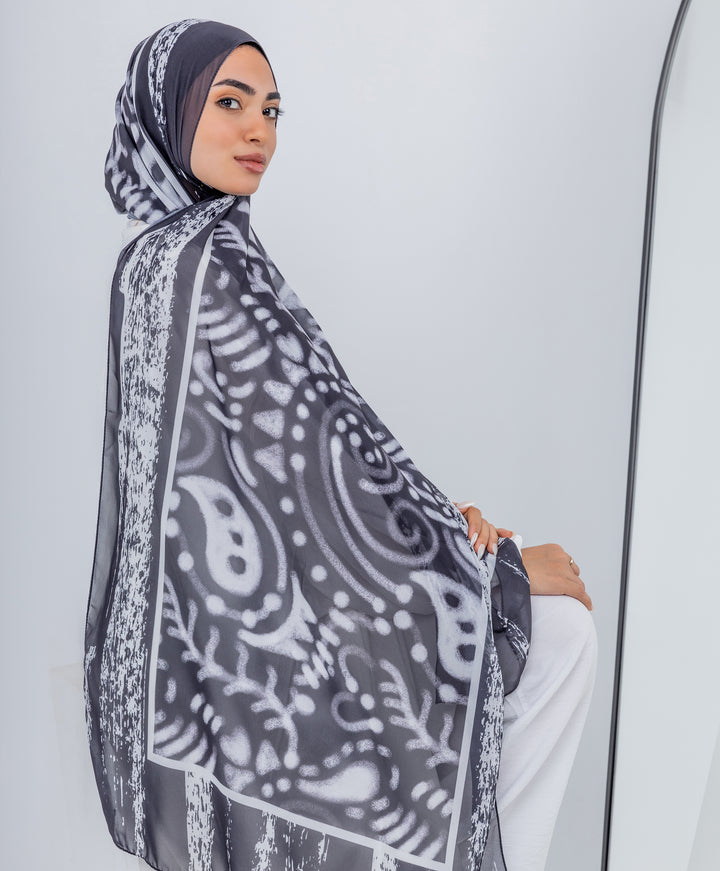 Black and White Chiffon Scarf