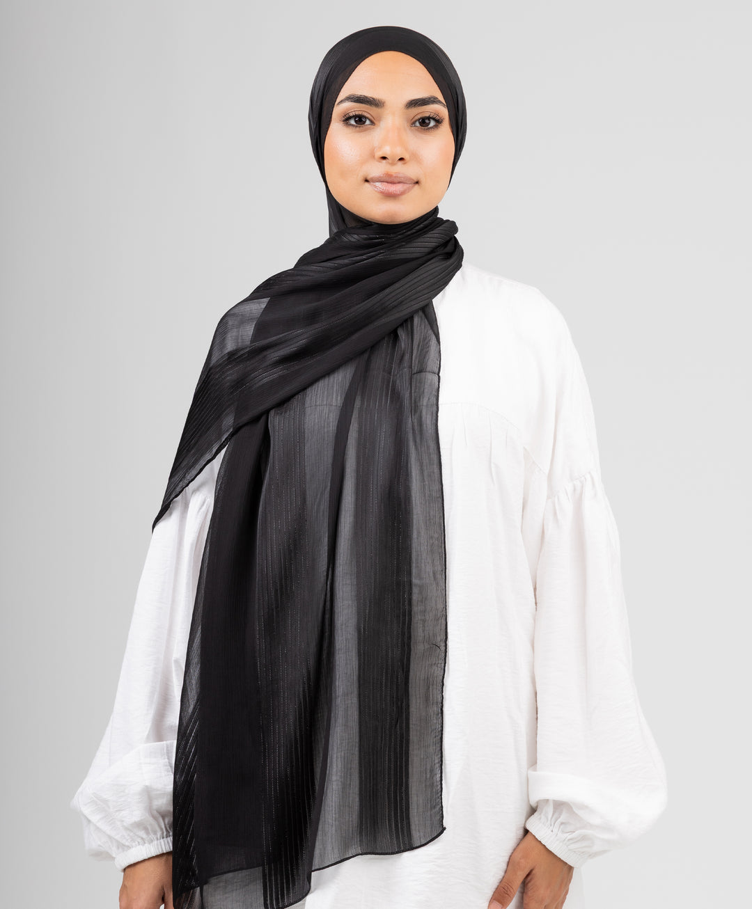Glittery Crinkle Satin Chiffon Scarf