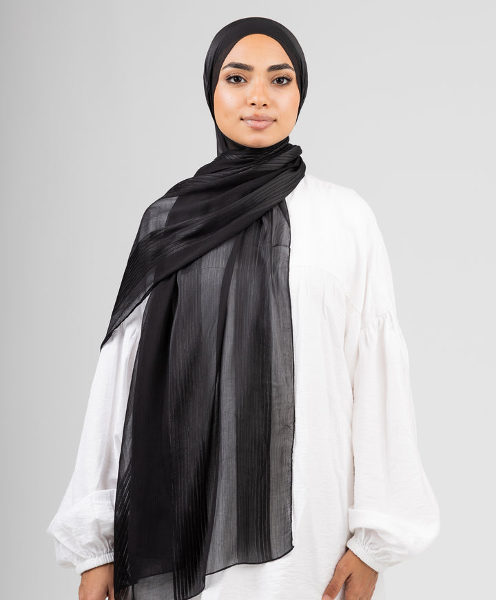 Glittery Crinkle Satin Chiffon Scarf