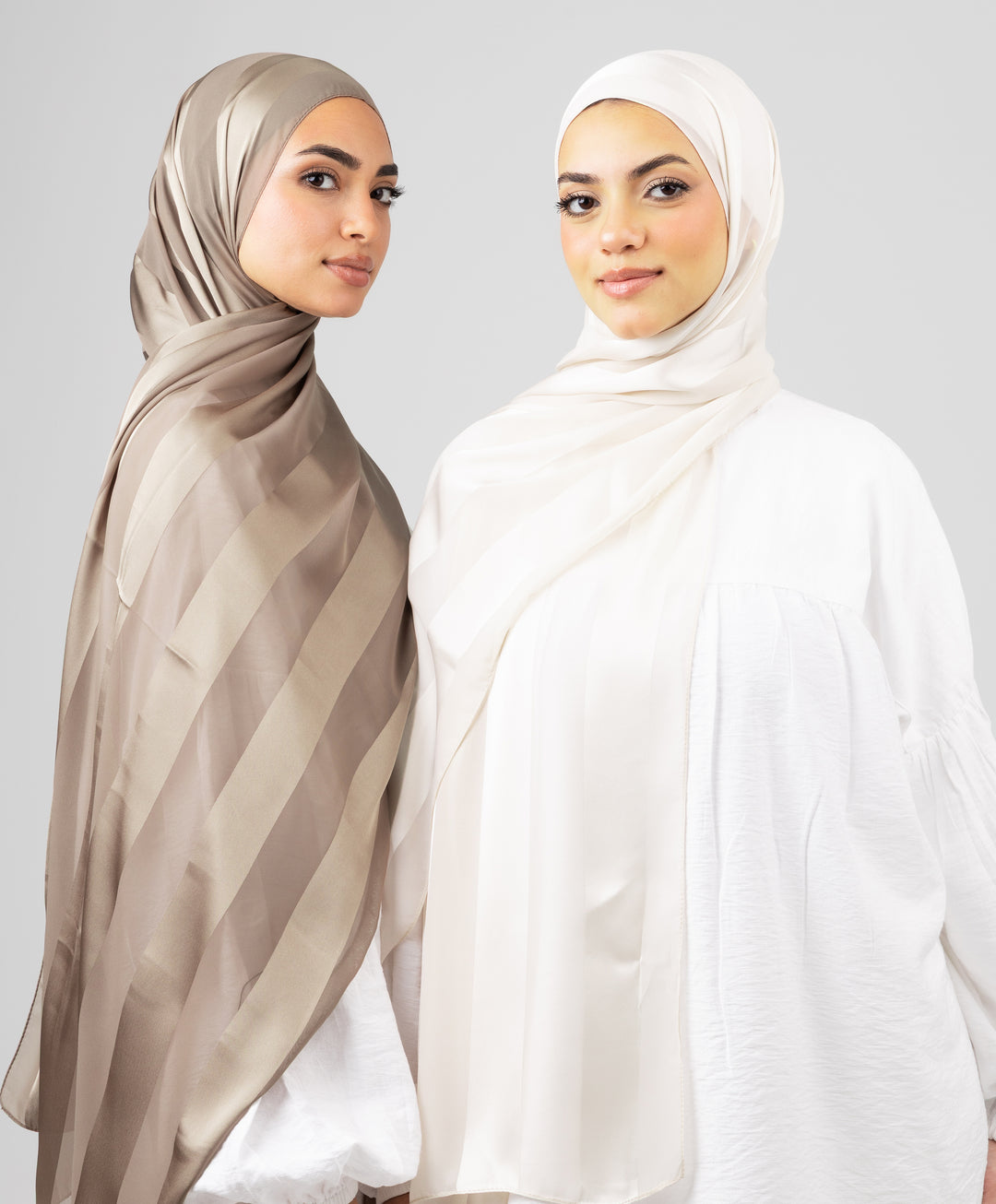 Abstract Satin Chiffon Scarf