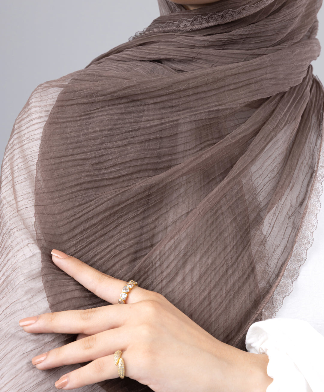 Lace Plain Crinkle Scarf