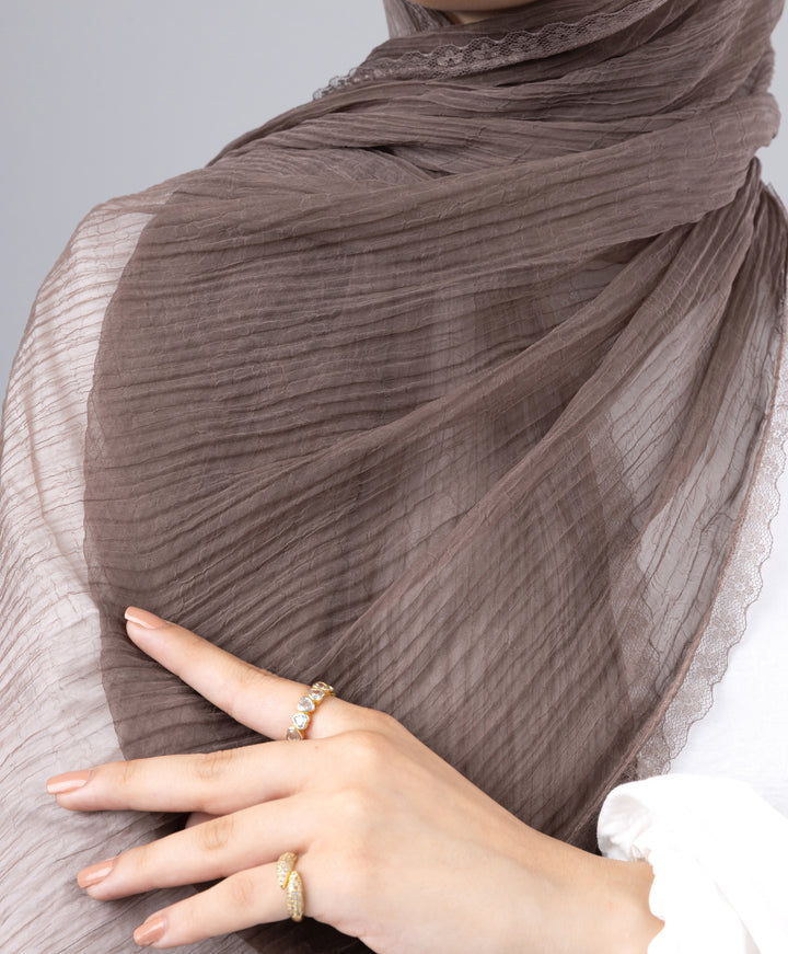 Lace Plain Crinkle Scarf