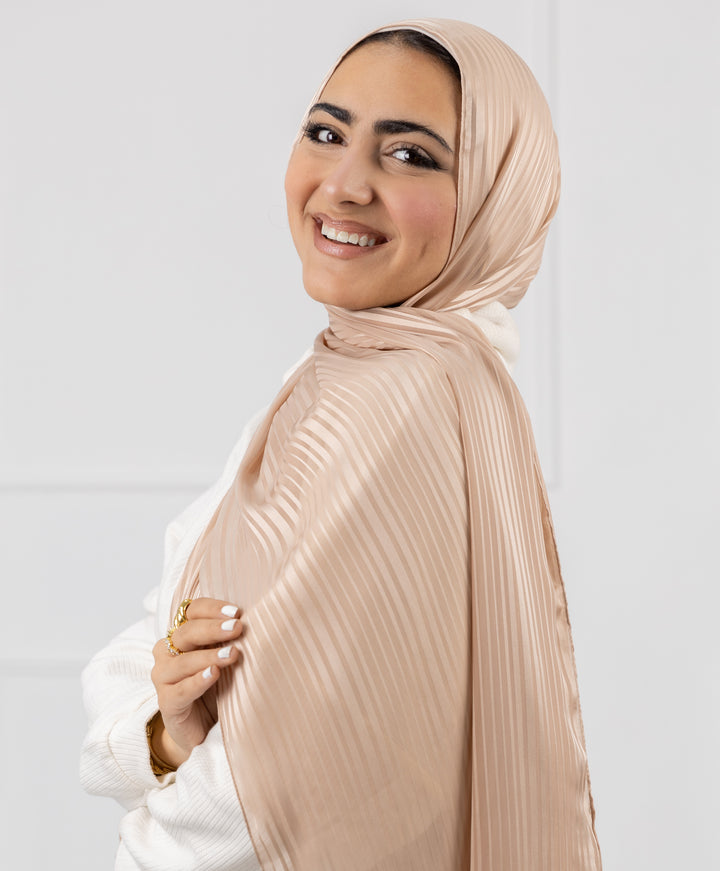 Linear Satin Chiffon Scarf