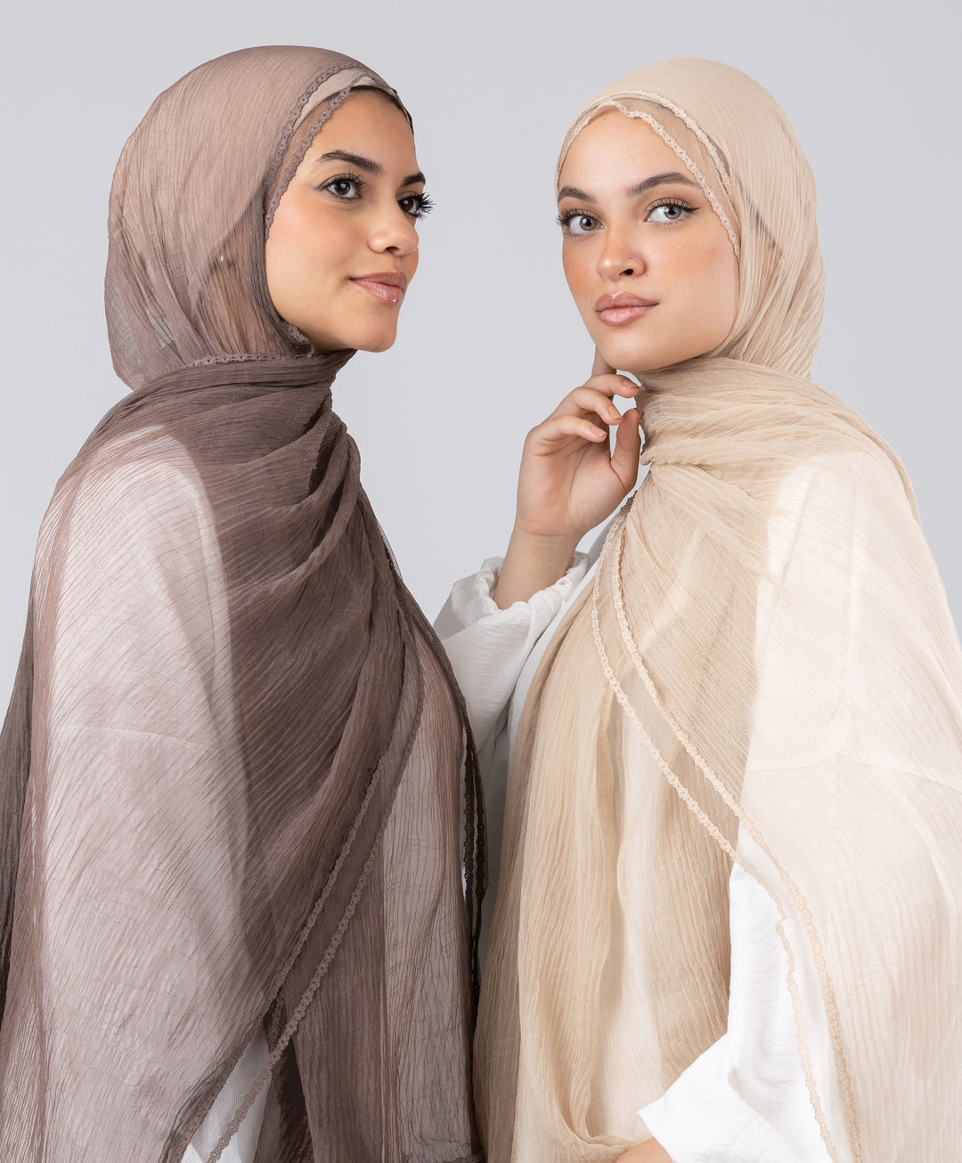 Lace Trim Crinkle Scarf