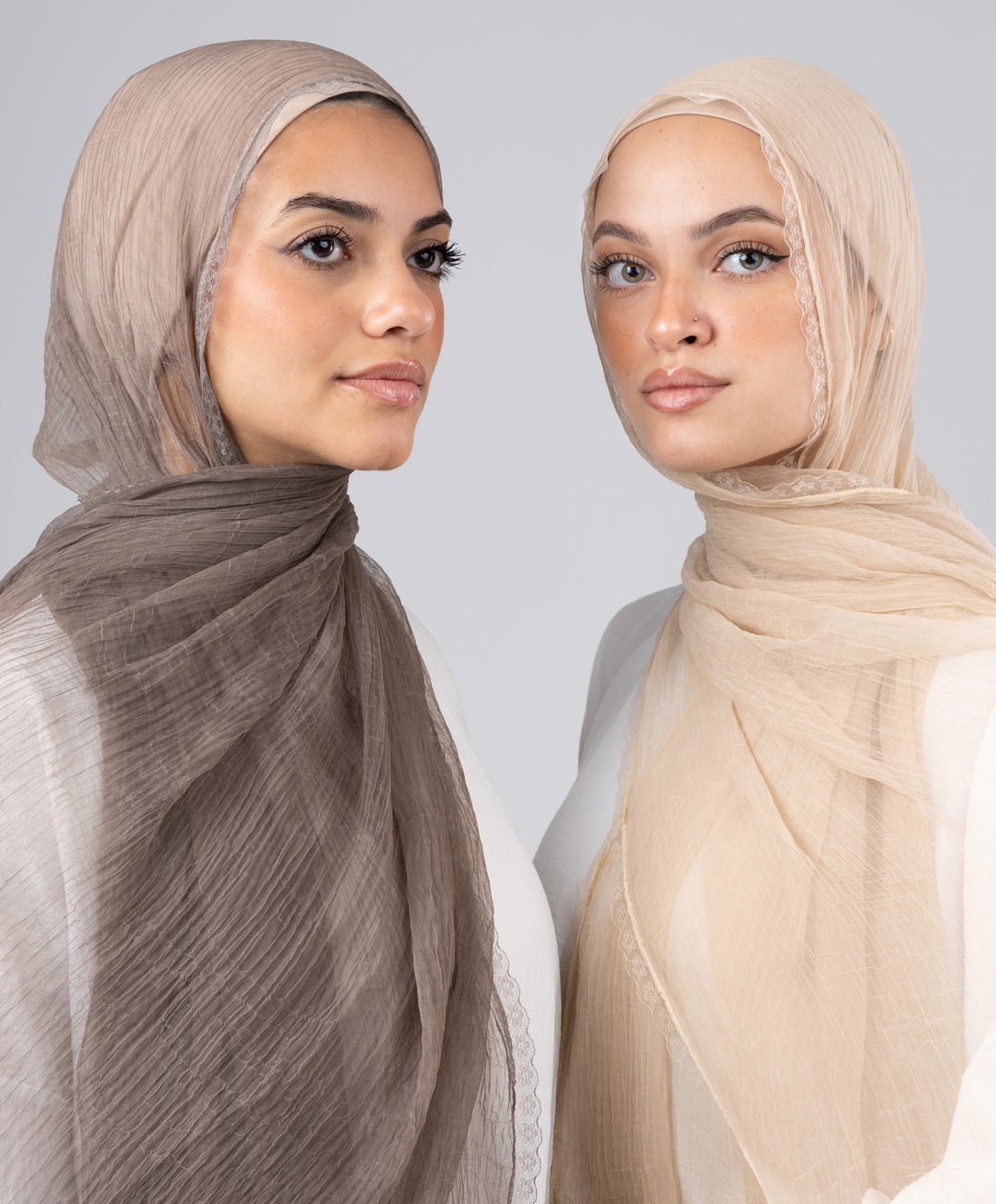 Lace Plain Crinkle Scarf