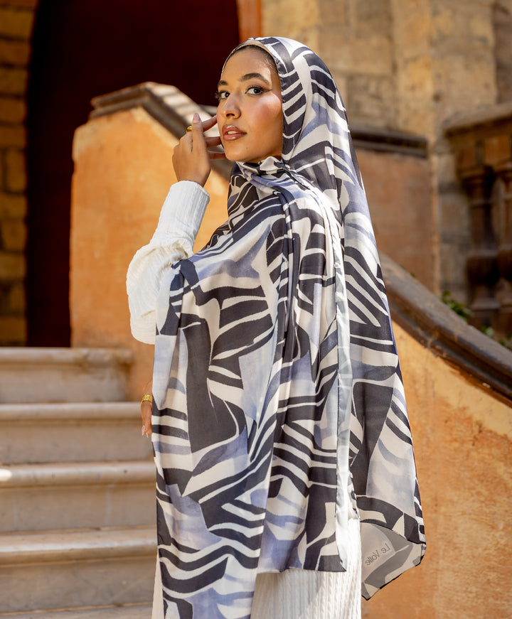 Midnight Zebra Silk Scarf