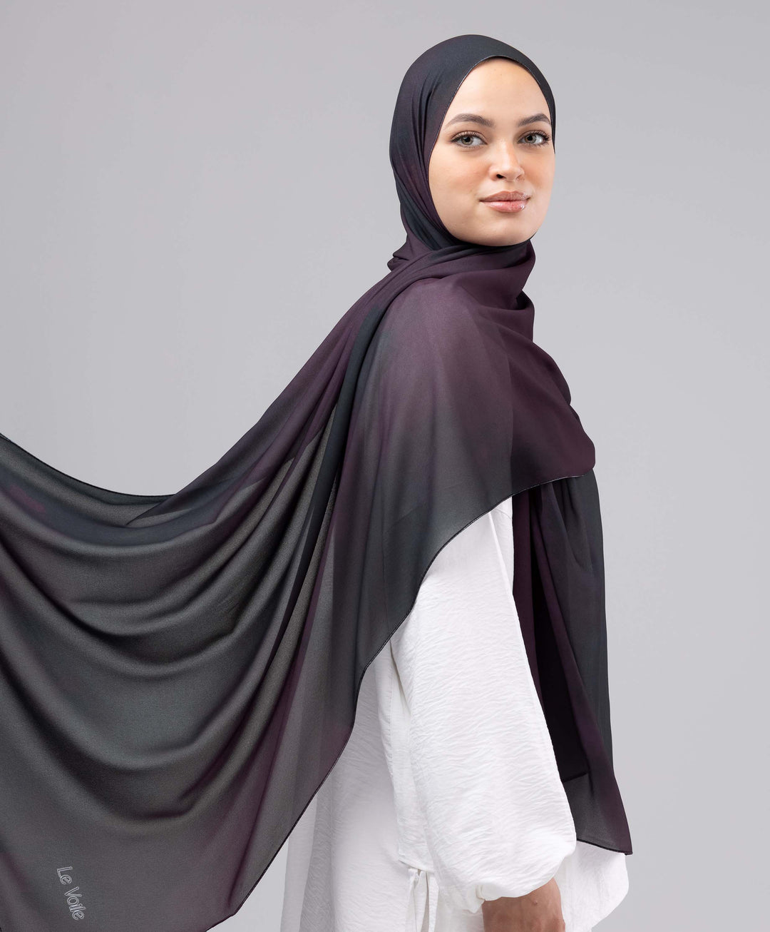 Midnight Plum Chiffon Scarf