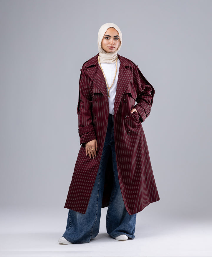 Striped Trench Coat