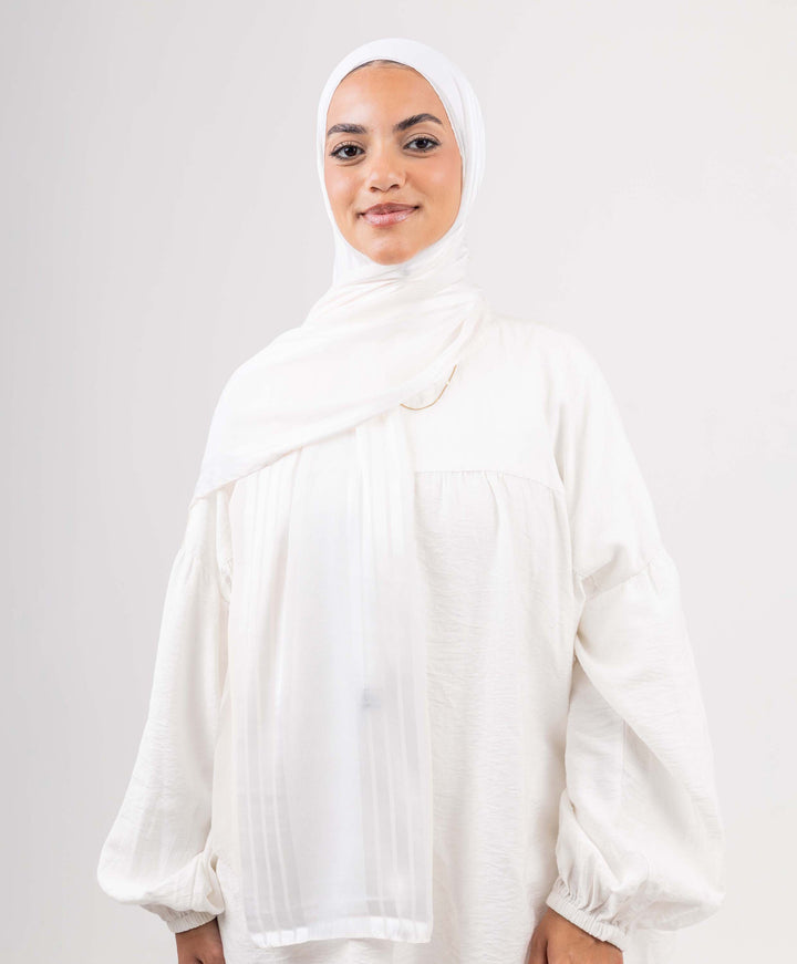 Crinkle Satin Chiffon Scarf