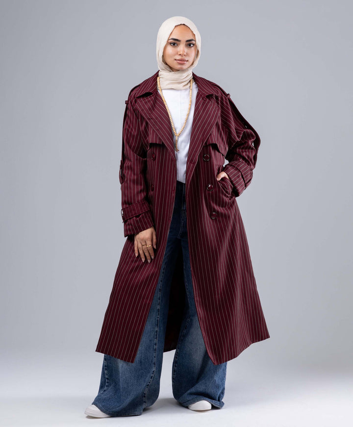 Striped Trench Coat