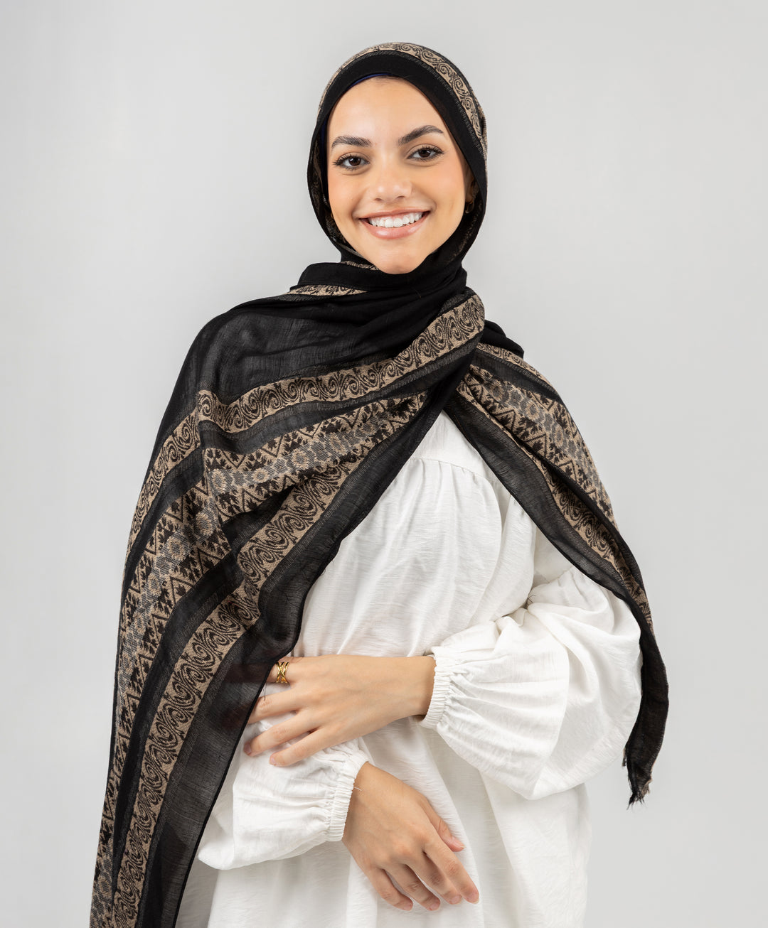 Embroidered Dusk Linen Scarf